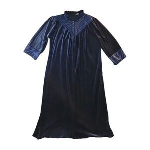 Vintage Navy Lois Martin Velour Housecoat - Size M